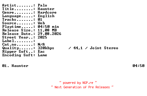 NFO for the release Palo-Haunter-SINGLE-WEB-2025-XTC_iNT by XTC_iNT