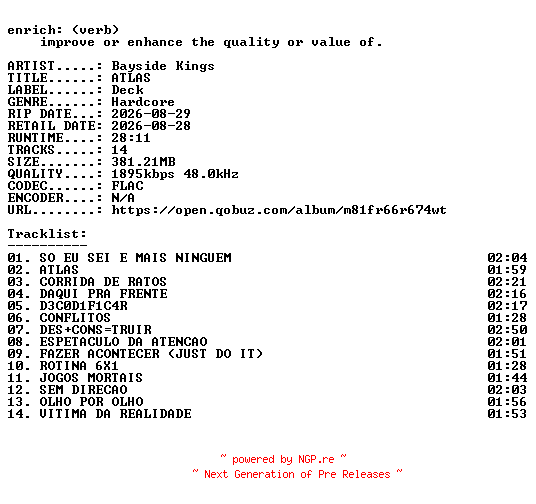 NFO for the release Bayside_Kings-ATLAS-PT-24BIT-WEB-FLAC-2026-ENRiCH by ENRiCH