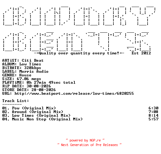 NFO for the release Citi_Beat-Low_Times-(MORRIS140)-WEB-2026-BB by BB