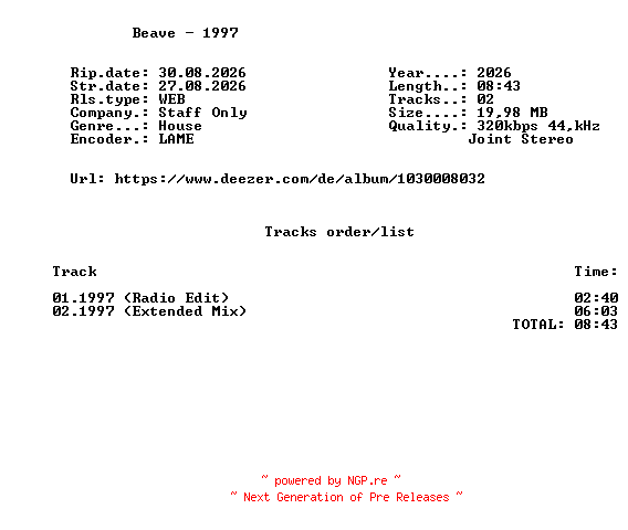 NFO for the release Beave_-_1997-WEB-2026-FMC by FMC