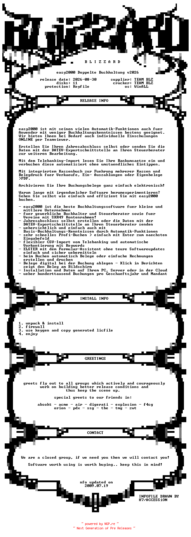 NFO for the release Easy2000.Doppelte.Buchhaltung.v2026.GERMAN.WinALL.Incl.Keygen-BLiZZARD by BLiZZARD
