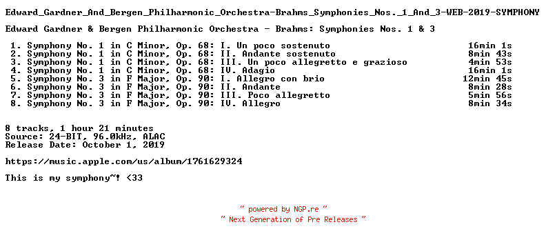 NFO for the release Edward_Gardner_And_Bergen_Philharmonic_Orchestra-Brahms_Symphonies_Nos._1_And_3-WEB-2019-SYMPHONY by SYMPHONY