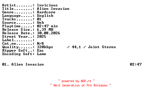 NFO for the release Invicious-Alien_Invasion-SINGLE-WEB-2025-XTC_iNT by XTC_iNT