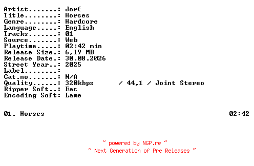 NFO for the release Jor-Horses-SINGLE-WEB-2025-XTC_iNT by XTC_iNT