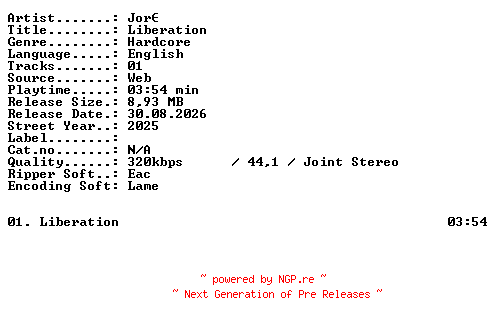 NFO for the release Jor-Liberation-SINGLE-WEB-2025-XTC_iNT by XTC_iNT
