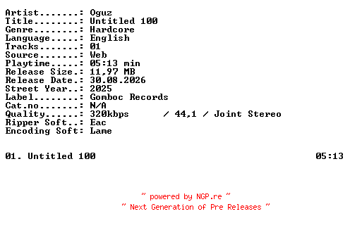 NFO for the release Oguz-Untitled_100-SINGLE-WEB-2025-XTC_iNT by XTC_iNT
