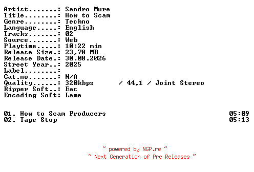 NFO for the release Sandro_Mure-How_to_Scam-WEB-2025-XTC_iNT by XTC_iNT