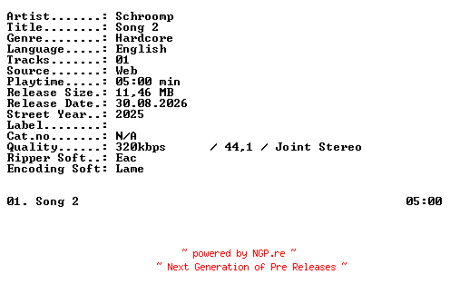 NFO for the release Schroomp-Song_2-SINGLE-WEB-2025-XTC_iNT by XTC_iNT
