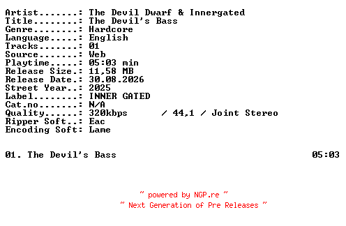 NFO for the release The_Devil_Dwarf_and_Innergated-The_Devils_Bass-SINGLE-WEB-2025-XTC_iNT by XTC_iNT
