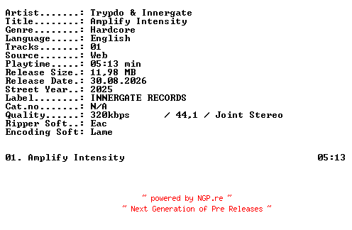 NFO for the release Trypdo_and_Innergate-Amplify_Intensity-SINGLE-WEB-2025-XTC_iNT by XTC_iNT