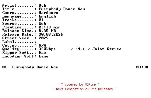 NFO for the release Ush-Everybody_Dance_Now-WEB-2025-XTC_iNT by XTC_iNT