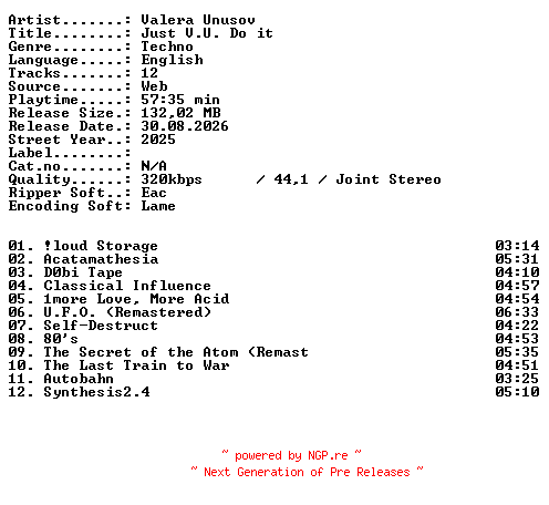 NFO for the release Valera_Unusov-Just_VU_Do_it-WEB-2025-XTC_iNT by XTC_iNT