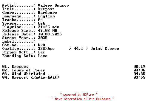 NFO for the release Valera_Unusov-Krepost-WEB-2025-XTC_iNT by XTC_iNT