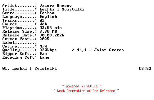 NFO for the release Valera_Unusov-Lozhki_I_Svistulki-SINGLE-WEB-2025-XTC_iNT by XTC_iNT
