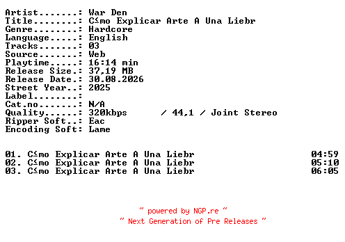 NFO for the release War_Den-Cmo_Explicar_Arte_A_Una_Liebr-WEB-2025-XTC_iNT by XTC_iNT