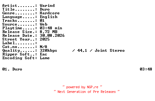 NFO for the release Warind-Duro-SINGLE-WEB-2025-XTC_iNT by XTC_iNT