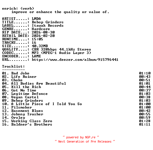 NFO for the release LMDA-Bebop_Grinders-WEB-2026-ENRiCH by ENRiCH