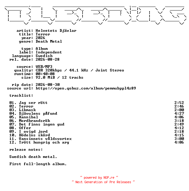 NFO for the release Helvetets_Djaevlar-Terror-SE-WEB-2026-BLEEDiNG by BLEEDiNG
