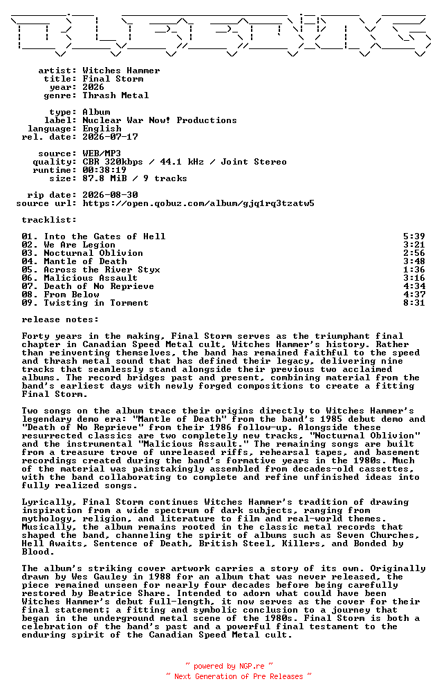 NFO for the release Witches_Hammer-Final_Storm-WEB-2026-BLEEDiNG by BLEEDiNG