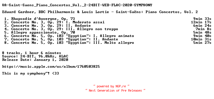NFO for the release VA-Saint-Saens_Piano_Concertos_Vol._2-24BIT-WEB-FLAC-2020-SYMPHONY by SYMPHONY