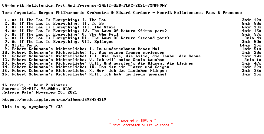 NFO for the release VA-Henrik_Hellstenius_Past_And_Presence-24BIT-WEB-FLAC-2021-SYMPHONY by SYMPHONY