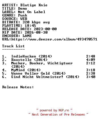 NFO for the release Blutige_Knie-Demo-WEB-DE-2023-SDR by SDR