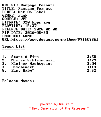 NFO for the release Rampage_Peanuts-Rampage_Peanuts-WEB-DE-2026-SDR by SDR