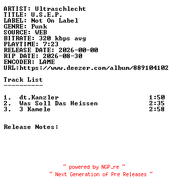 NFO for the release Ultraschlecht-U.S.E.P.-WEB-DE-2026-SDR by SDR