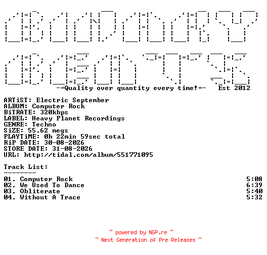 NFO for the release Electric_September-Computer_Rock-(HEAVYP001)-WEB-2026-BB by BB