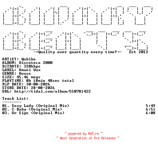 NFO for the release Qubiko-Discoteca_2000-(UW005)-WEB-2026-BB by BB