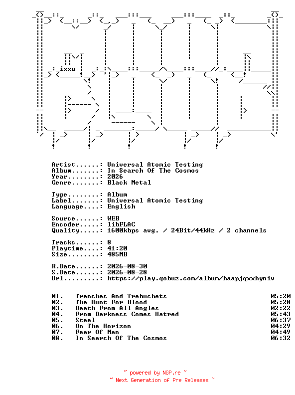 NFO for the release Universal_Atomic_Testing-In_Search_Of_The_Cosmos-24BIT-WEB-FLAC-2026-MOONBLOOD by MOONBLOOD