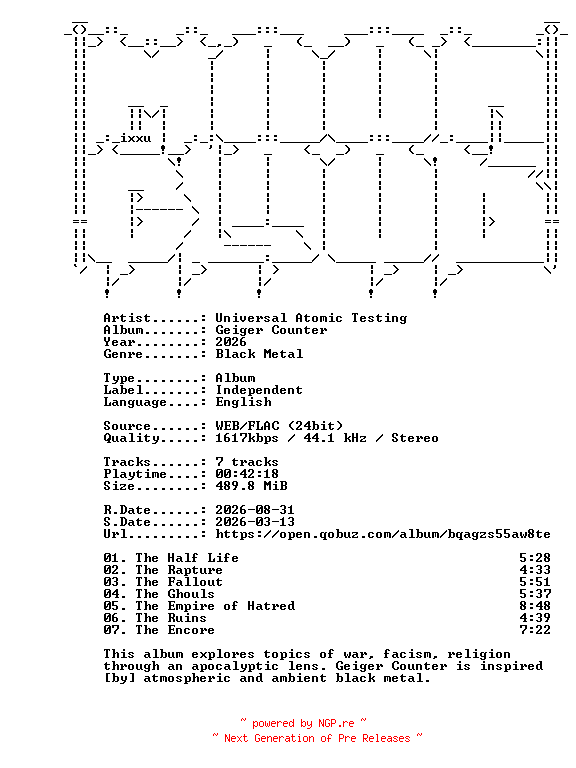 NFO for the release Universal_Atomic_Testing-Geiger_Counter-24BIT-WEB-FLAC-2026-MOONBLOOD by MOONBLOOD