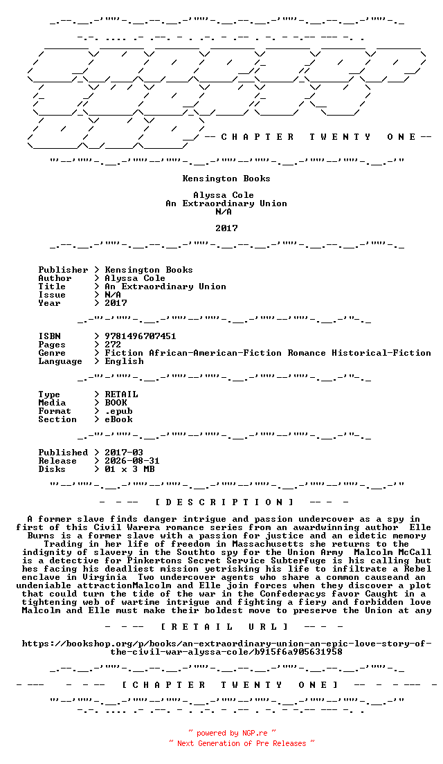NFO for the release Alyssa.Cole.-.An.Extraordinary.Union.2017.RETAIL.EPUB.eBook-CTO by CTO