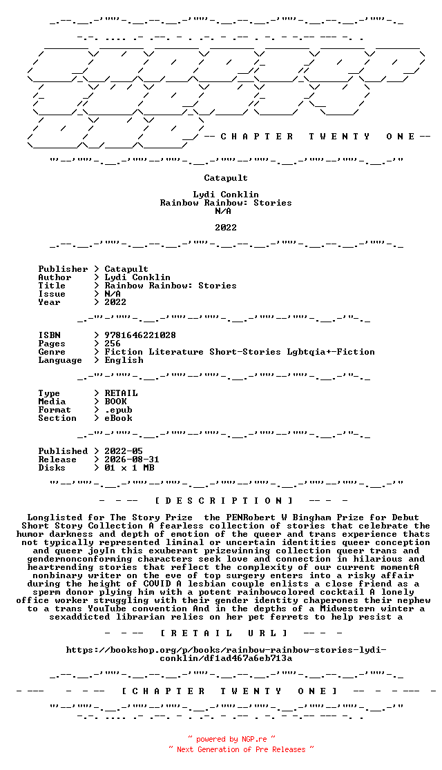 NFO for the release Lydi.Conklin.-.Rainbow.Rainbow.Stories.2022.RETAIL.EPUB.eBook-CTO by CTO
