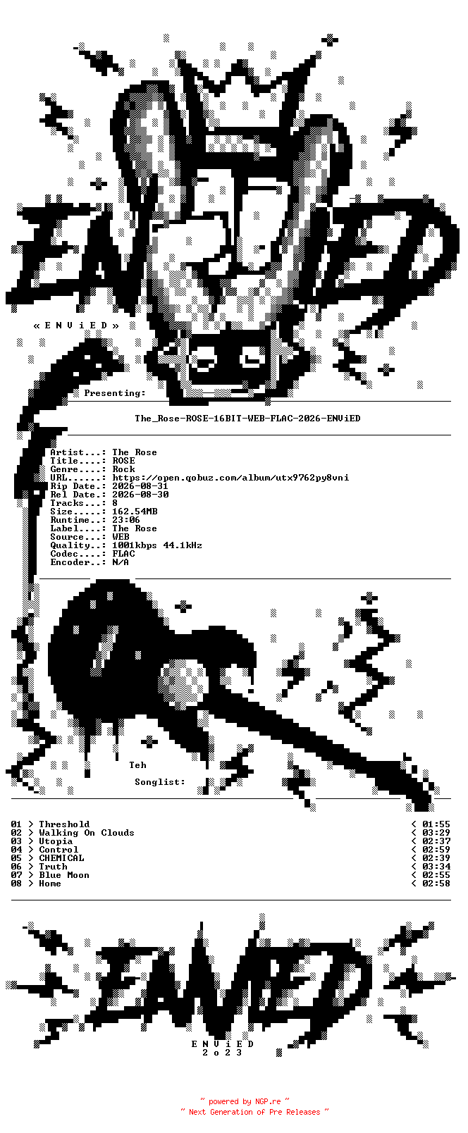 NFO for the release The_Rose-ROSE-16BIT-WEB-FLAC-2026-ENViED by ENViED