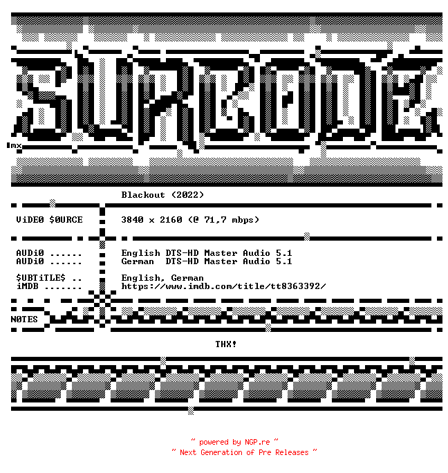 NFO for the release Blackout.2022.COMPLETE.UHD.BLURAY-SURCODE by SURCODE