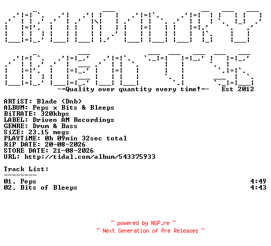 NFO for the release Blade_(Dnb)-Peps_x_Bits_And_Bleeps-WEB-2026-BB by BB
