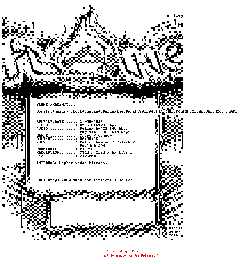 NFO for the release Borats.American.Lockdown.and.Debunking.Borat.S01E04.INTERNAL.POLISH.2160p.WEB.H265-FLAME by FLAME