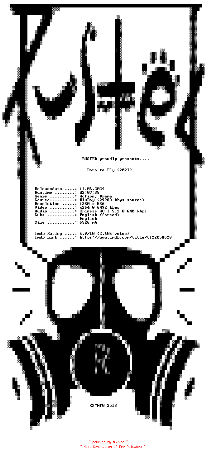 NFO for the release Born.to.Fly.2023.720p.BluRay.x264-RUSTED by RUSTED