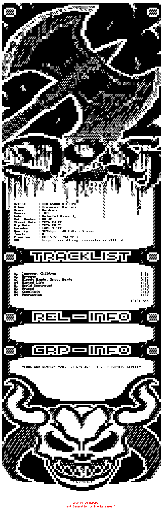 NFO for the release Brainwash_Victims-Brainwash_Victims-TAPE-2026-D2H by D2H