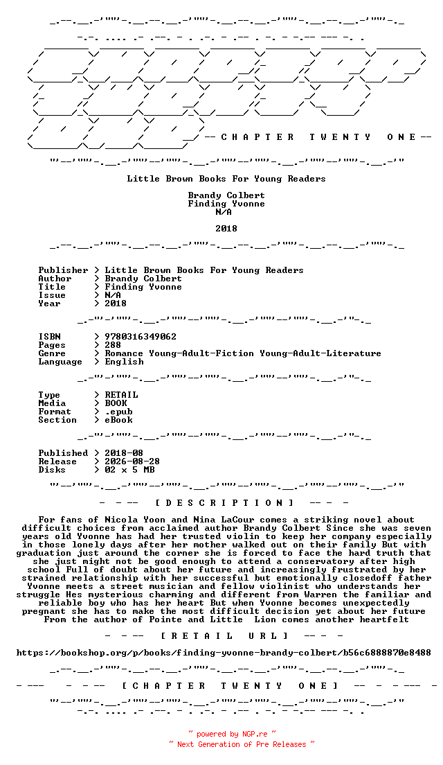 NFO for the release Brandy.Colbert.-.Finding.Yvonne.2018.RETAIL.EPUB.eBook-CTO by CTO