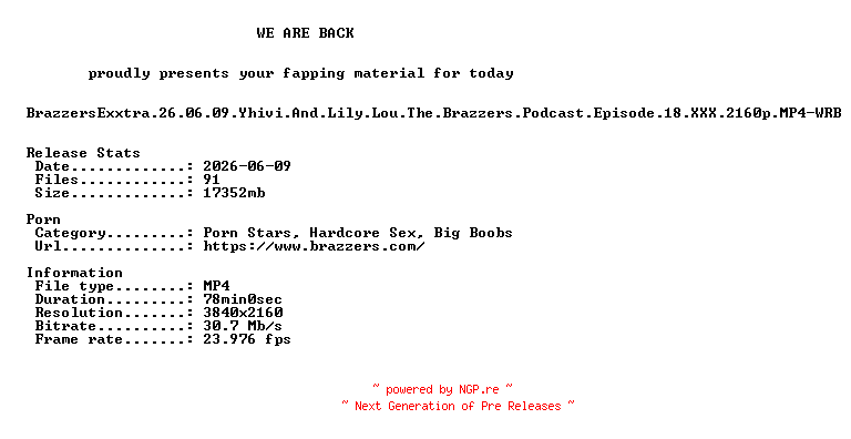 NFO for the release BrazzersExxtra.26.06.09.Yhivi.And.Lily.Lou.The.Brazzers.Podcast.Episode.18.XXX.2160p.MP4-WRB by WRB