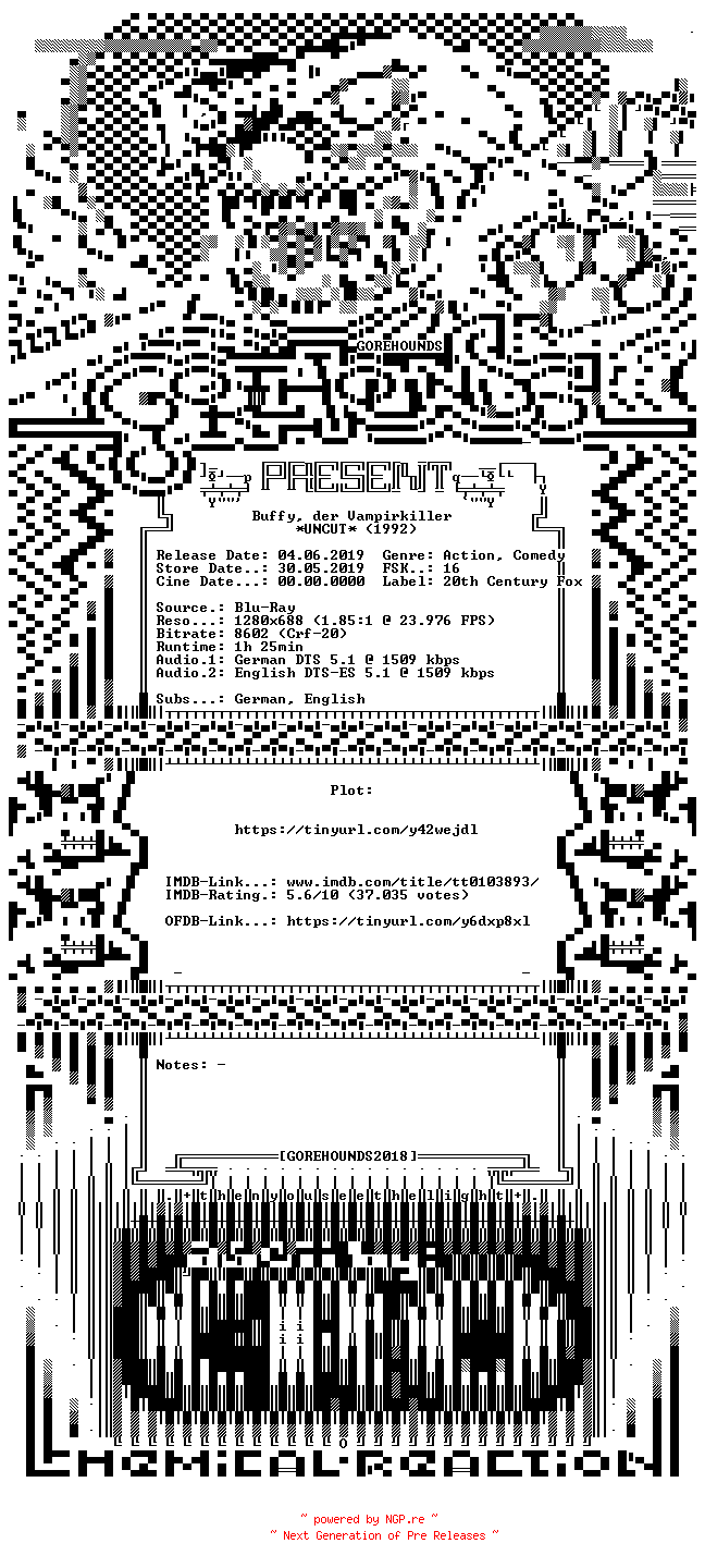 NFO for the release Buffy.Der.Vampirkiller.1992.GERMAN.DL.720p.BluRay.x264-GOREHOUNDS by GOREHOUNDS