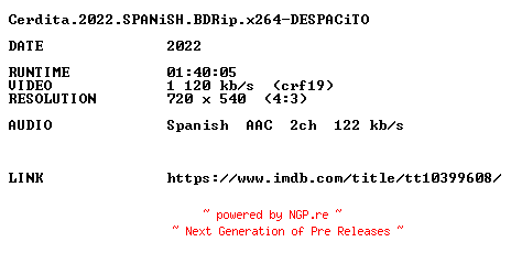 NFO for the release Cerdita.2022.SPANiSH.BDRip.x264-DESPACiTO by DESPACiTO