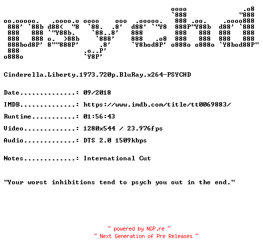 NFO for the release Cinderella.Liberty.1973.720p.BluRay.x264-PSYCHD by PSYCHD