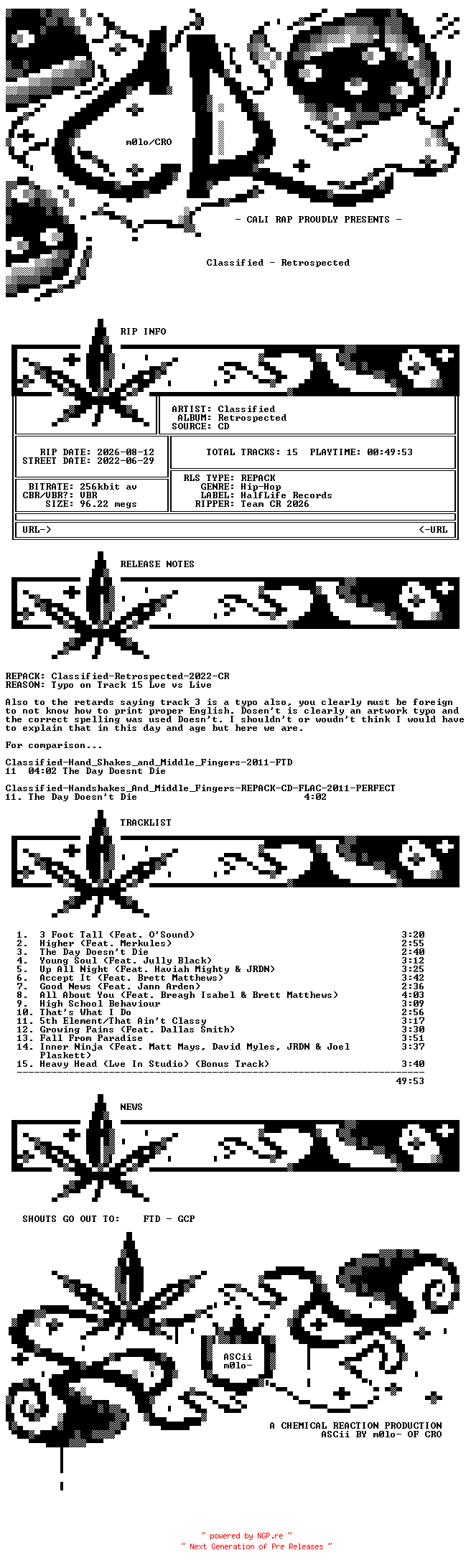 NFO for the release Classified-Retrospected-REPACK-2022-CR by CR