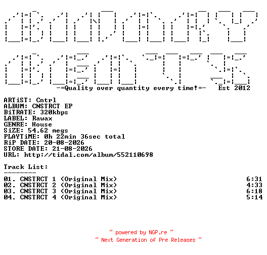 NFO for the release Cntrl-CNSTRCT_EP-(RWXD053)-WEB-2026-BB by BB