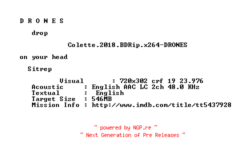 NFO for the release Colette.2018.BDRip.x264-DRONES by DRONES