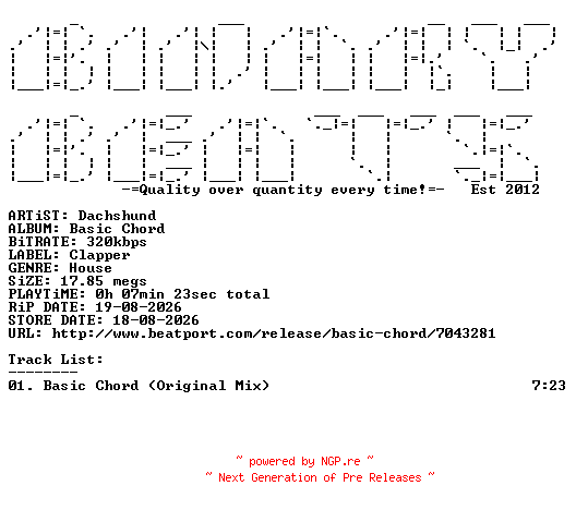 NFO for the release Dachshund-Basic_Chord-(CLPR028)-SINGLE-WEB-2026-BB by BB