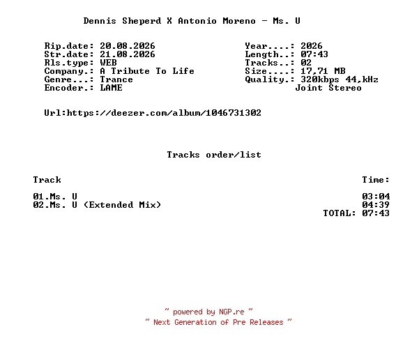 NFO for the release Dennis_Sheperd_X_Antonio_Moreno_-_Ms._U-(ATTL126)-WEB-2026-FMC by FMC